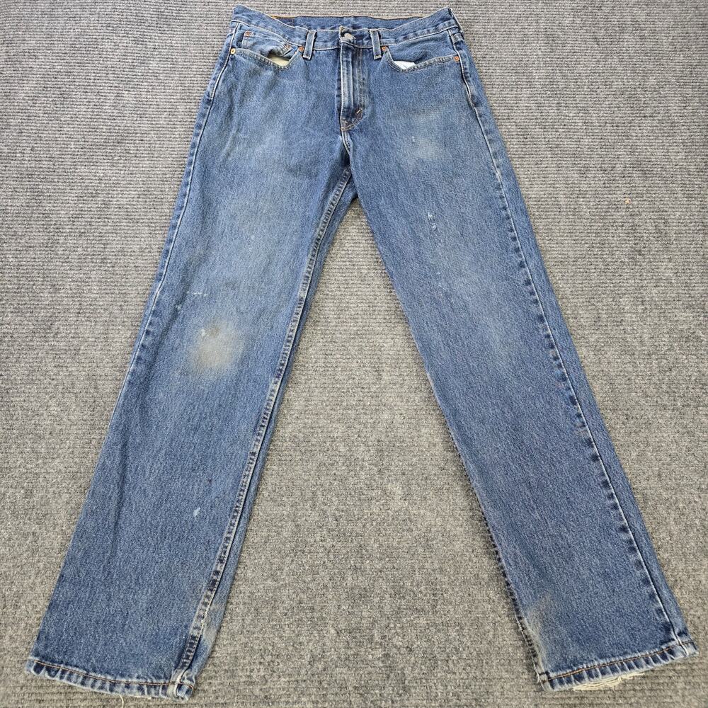 Levi’s 550 Jeans Mens 32x34 Blue Relaxed Taper Distressed Hem Tall